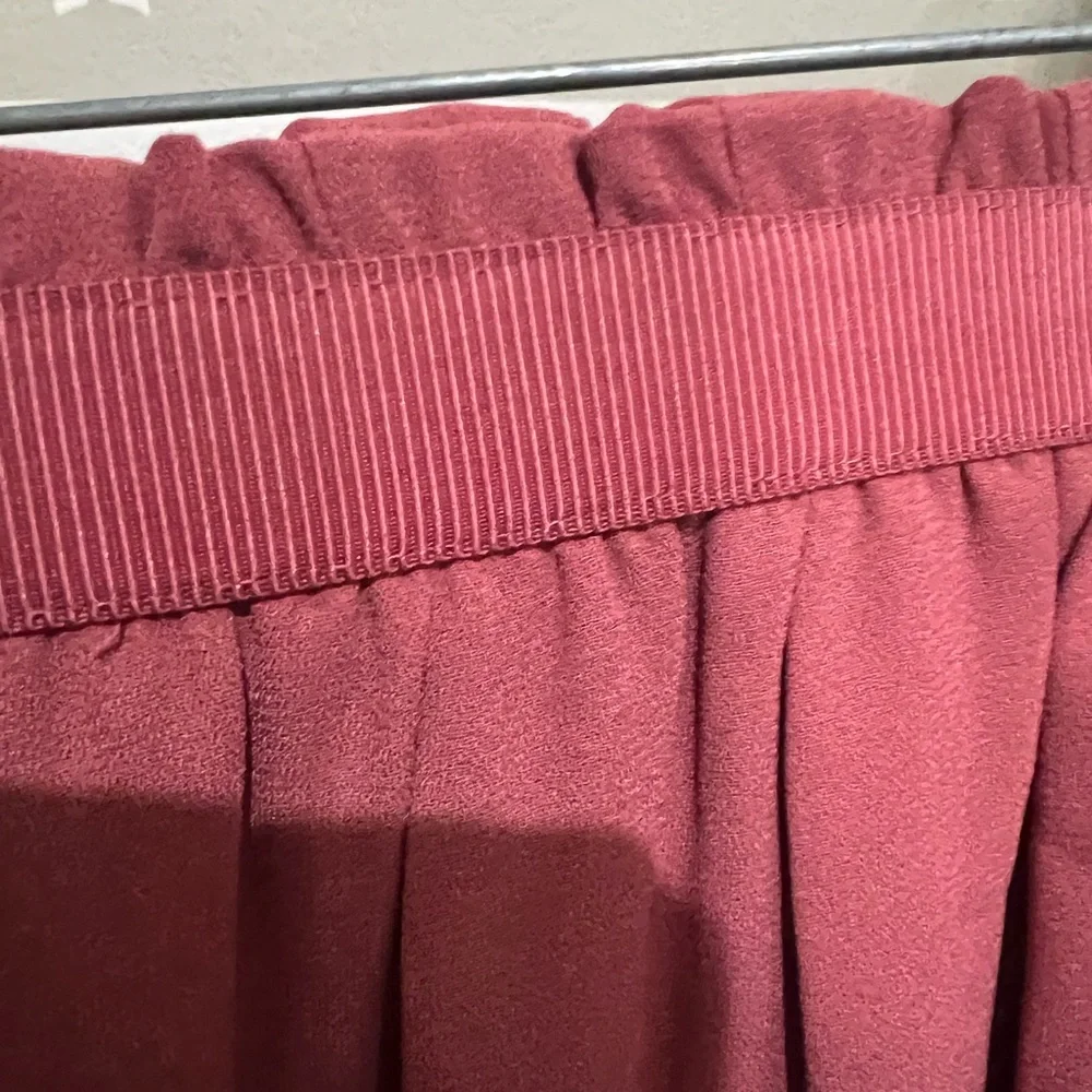 LOFT Dusty Rose Midi Skirt Flowy A-Line Elastic Waist Romantic M